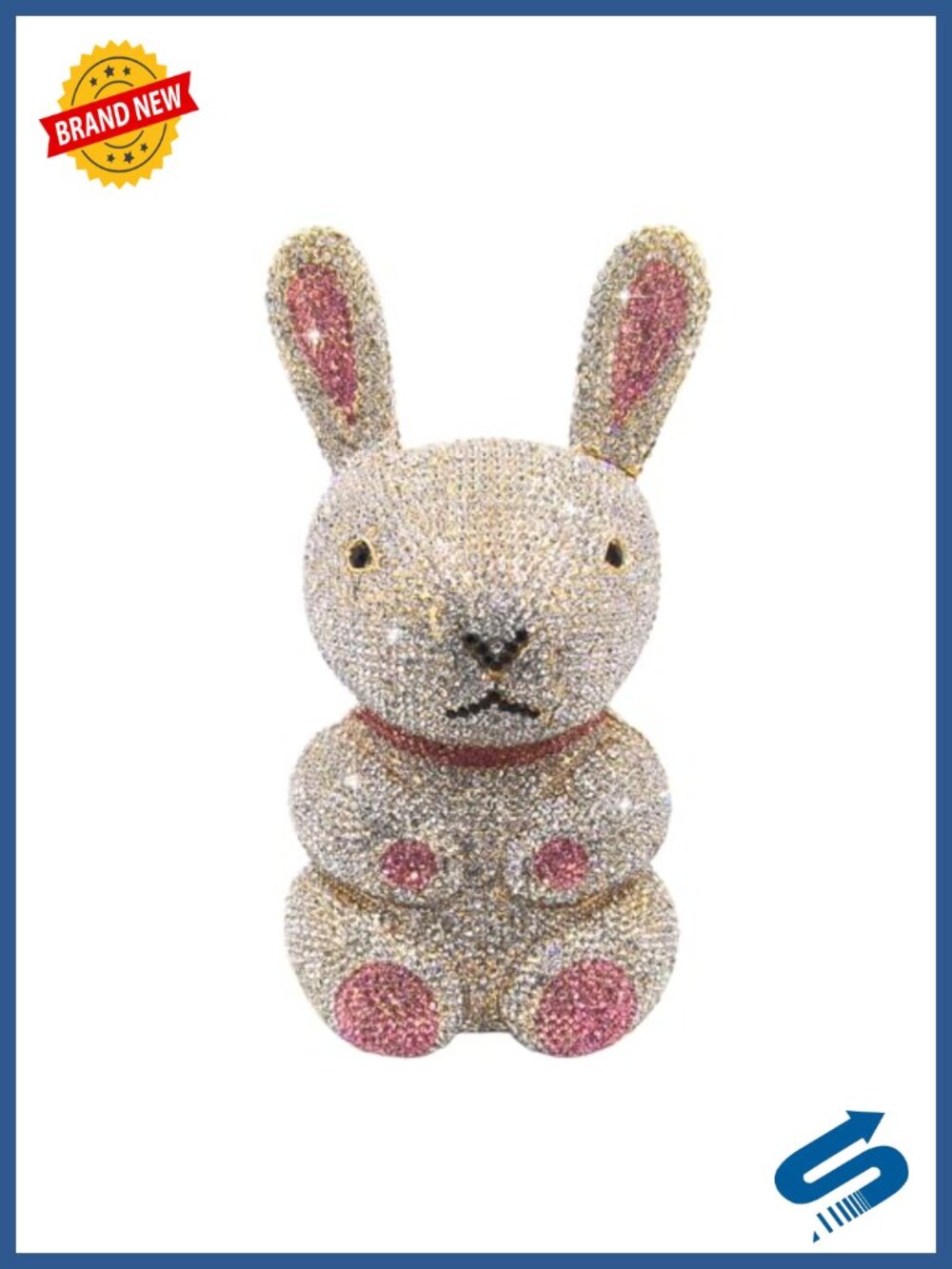 Rhinestone Rabbit Clutch Faux Leather Evening Bag for Weddings & Proms